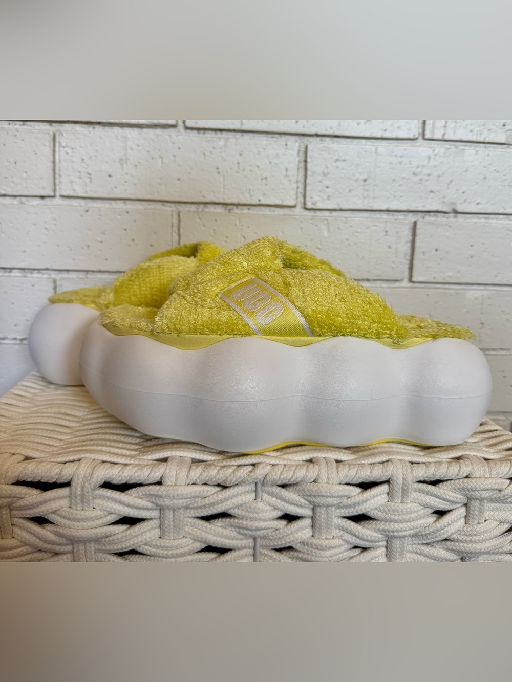 UGG Yellow Sugarcloud Slides Platform Sandals